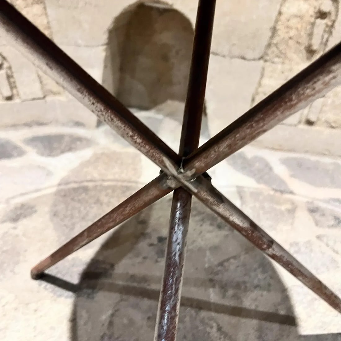 Vintage French Tripod Tray Table, Metal & Wood, Mid-Century 1970s - 3