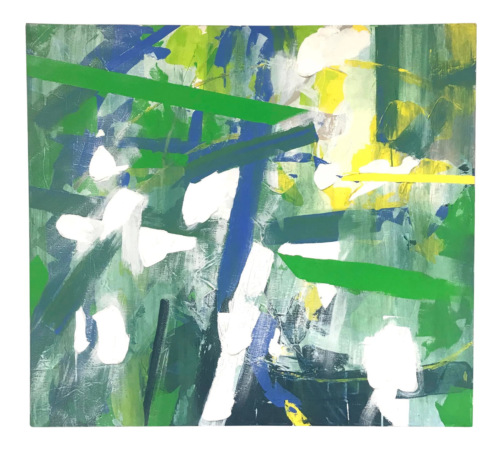 Vintage Abstract "Unfinished-Unlimited Joys" Multimedia Painting: This is a fantastic piece of modern art from the mid-century. It has pieces of paper/media imbedded in the paint, as shown in the photos. There is a wonderful movement and texture to this piece. It