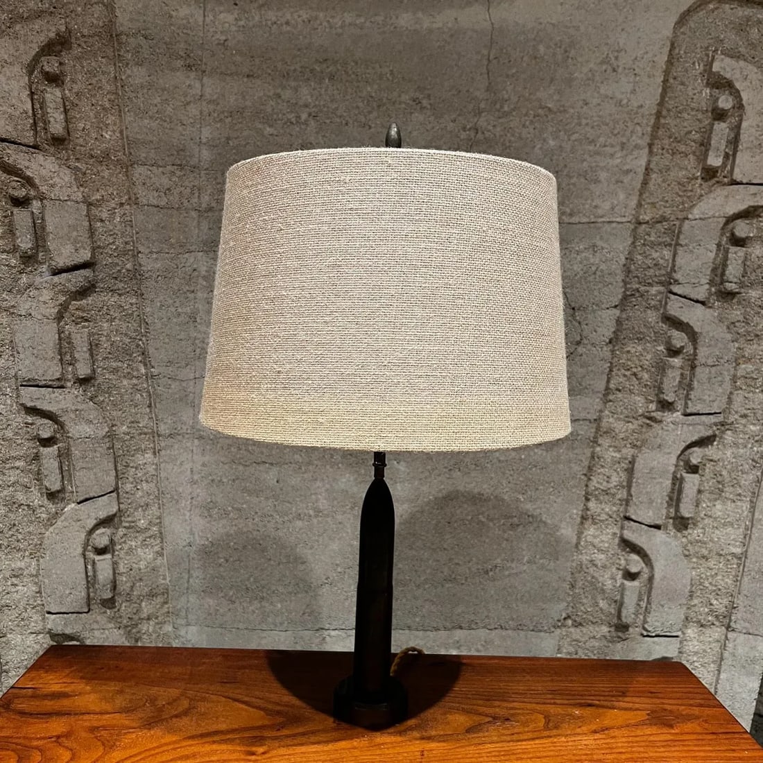 Mid-Century Modern Patinated Bronze Bullet Table Lamp, 1960s Design - 3