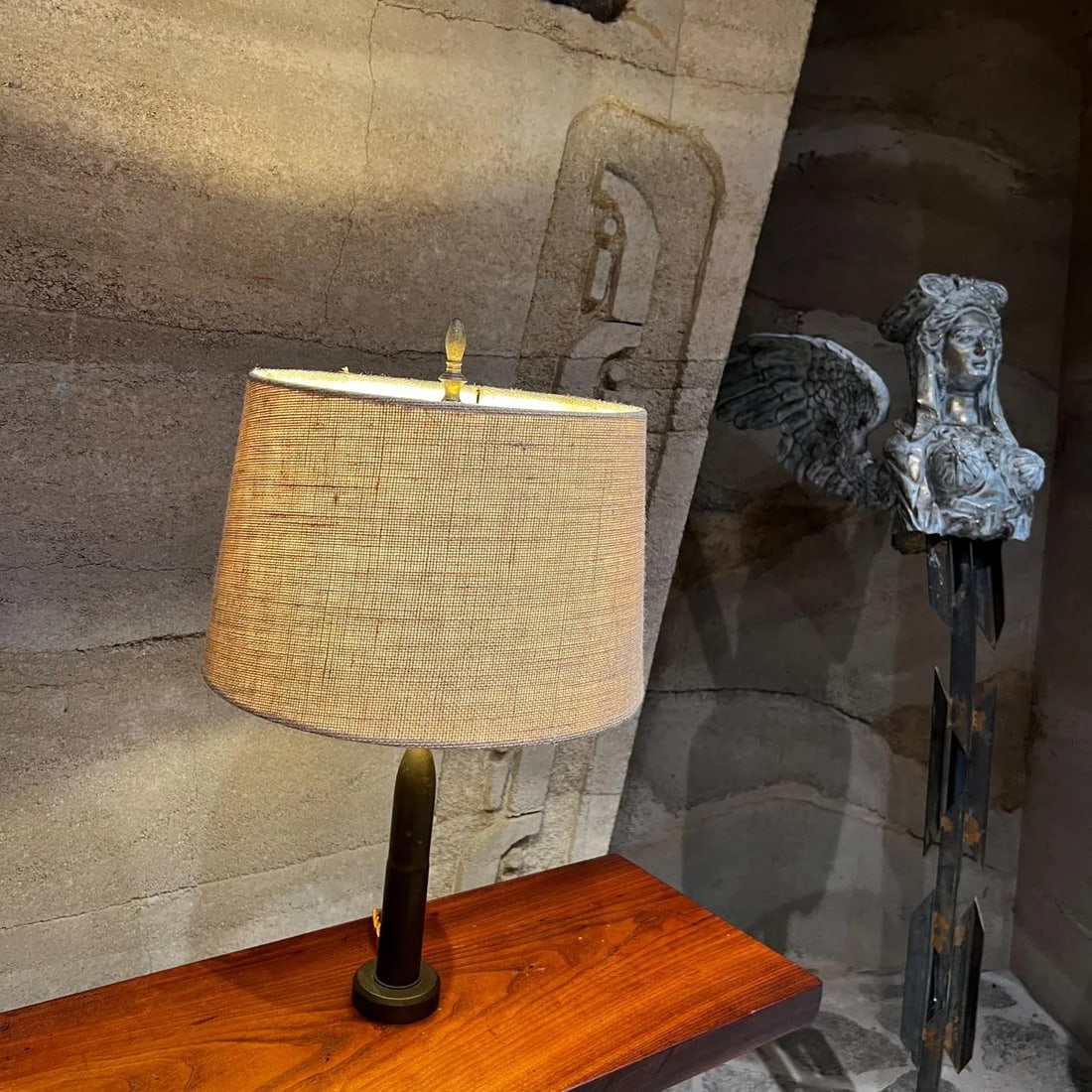 Mid-Century Modern Patinated Bronze Bullet Table Lamp, 1960s Design - 4