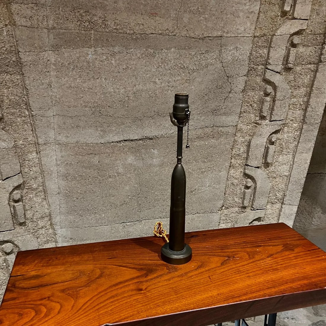 Mid-Century Modern Patinated Bronze Bullet Table Lamp, 1960s Design - 5
