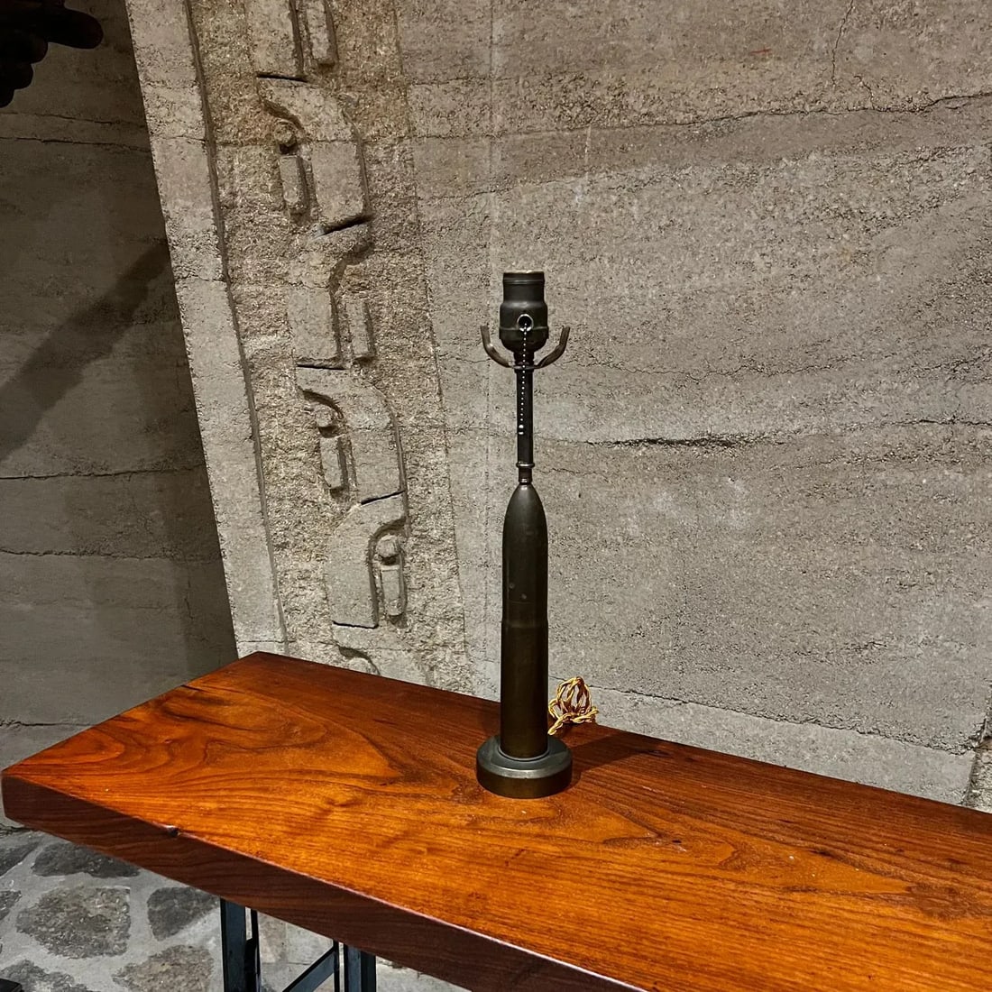 Mid-Century Modern Patinated Bronze Bullet Table Lamp, 1960s Design - 6