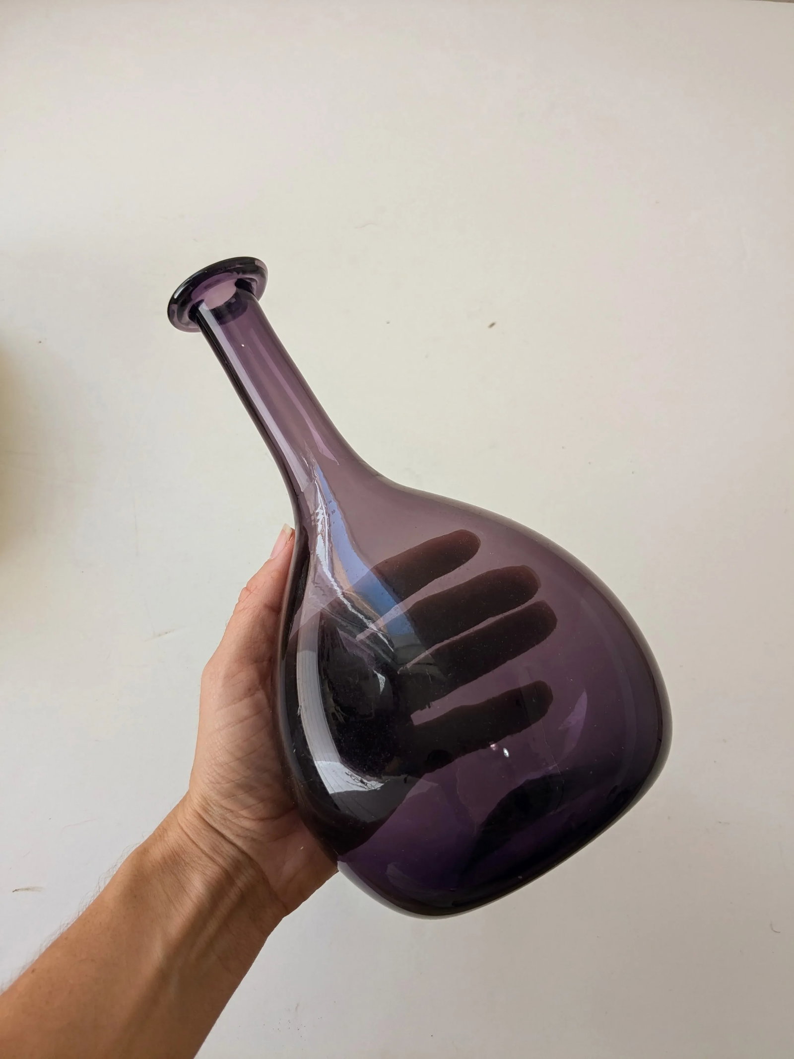 Pair of Vintage European Handblown Glass Vases – Lilac & Green - 5