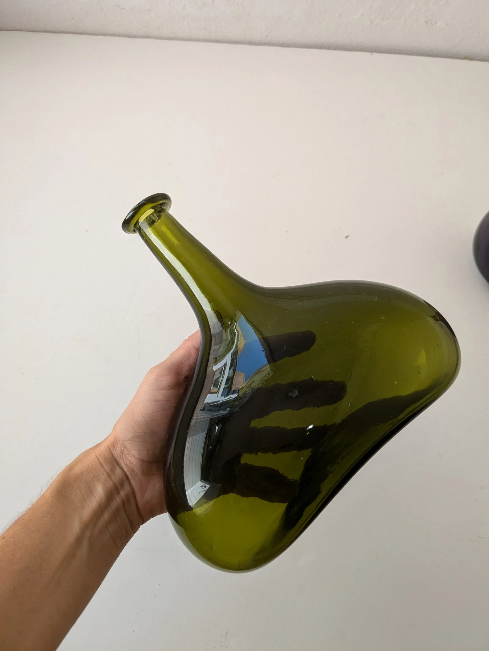 Pair of Vintage European Handblown Glass Vases – Lilac & Green - 8