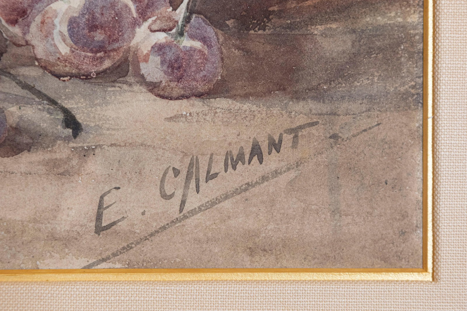 French Framed 19th Century Watercolor Depicting Fruits, Signed E Calmant - 4
