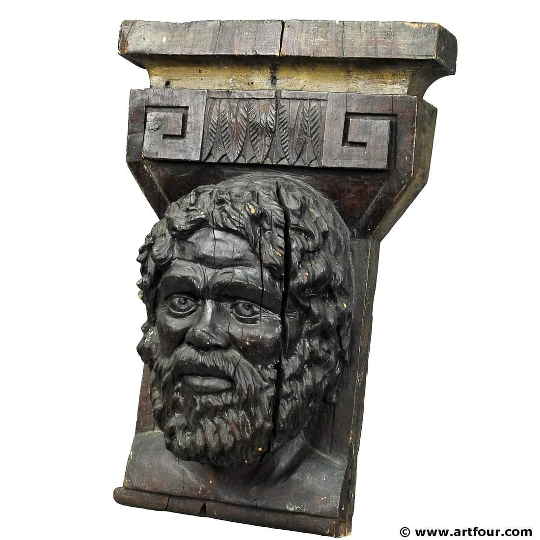 1930s Wooden Sculpture of a Masculine Face - 6