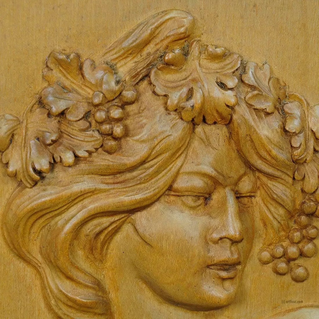 Wooden Carved Victorian Lady Wall Plaque, Circa 1920 - 4