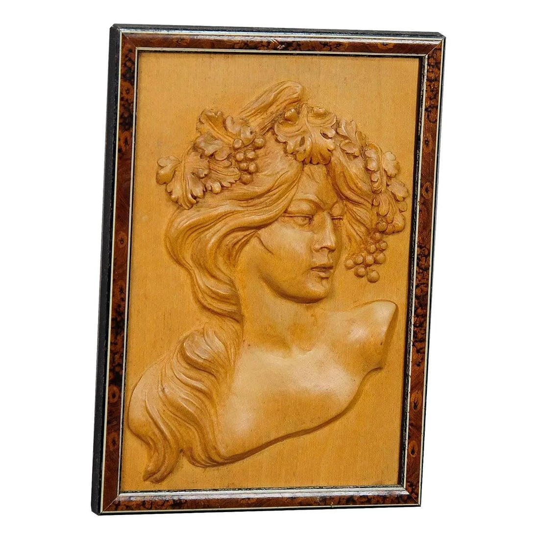 Wooden Carved Victorian Lady Wall Plaque, Circa 1920 - 5