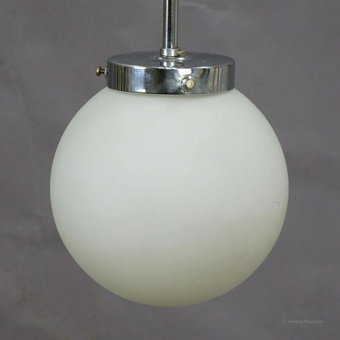 Functionalistic Bauhaus Style Pendant Light With Opaline Glass Shade - 2