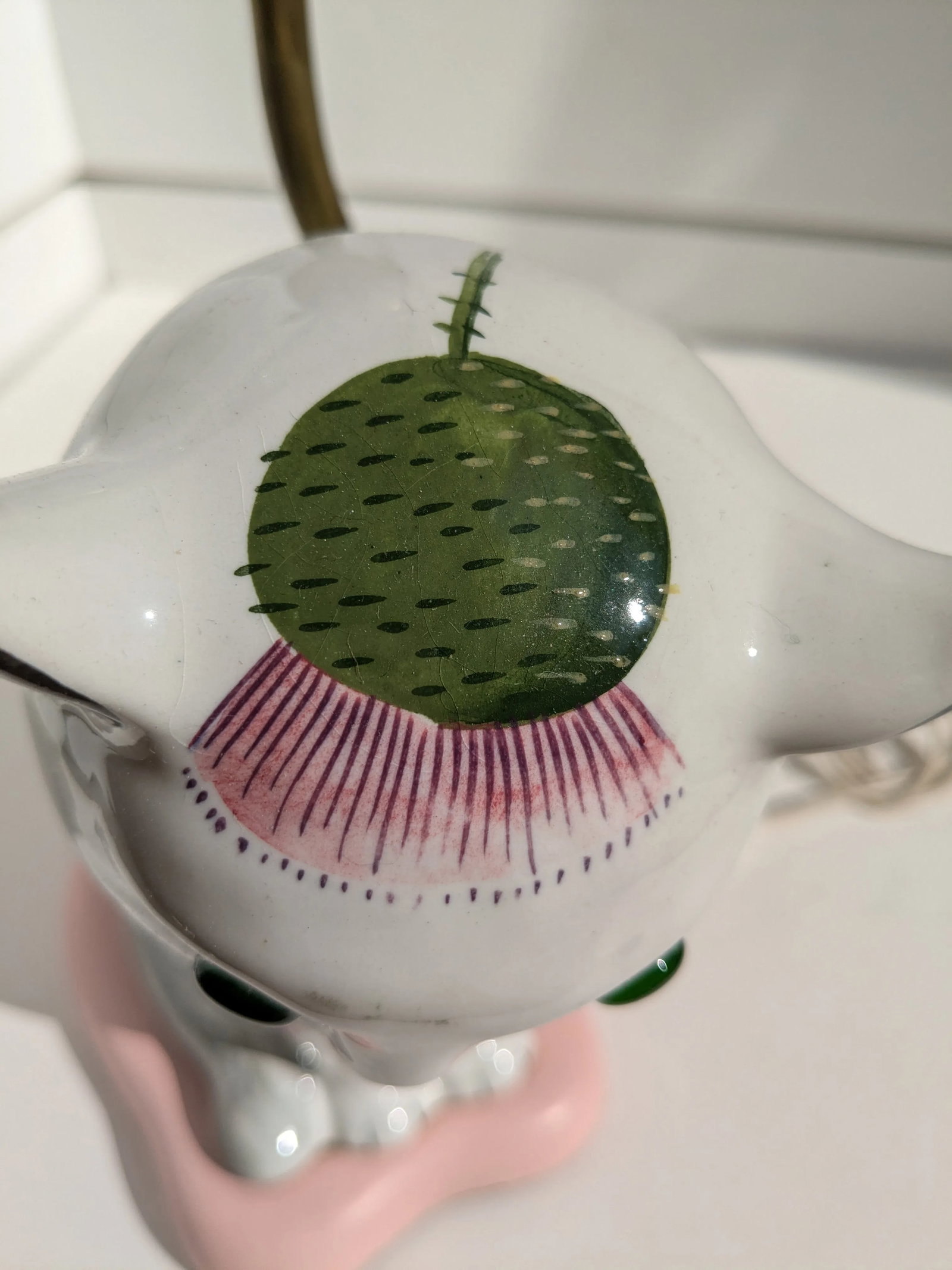 Large Mid 20th Century Nekola Pinxt Plitcha Wemys Pottery Cat With Original Glass Eyes Lamp - 8