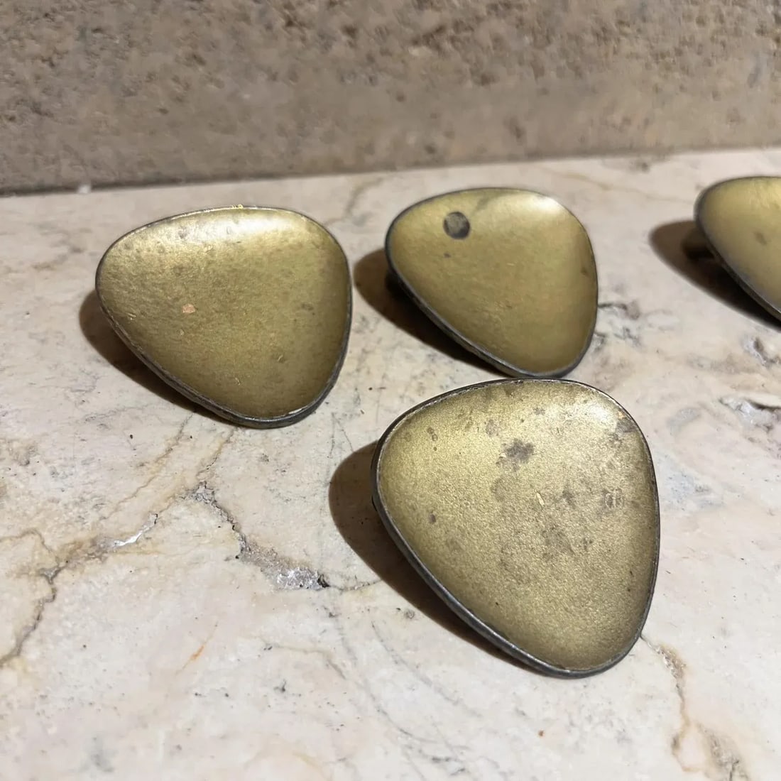 1950s Set of Six Modernist Brass Pull Handle Knobs Carl Aubock Style - 3