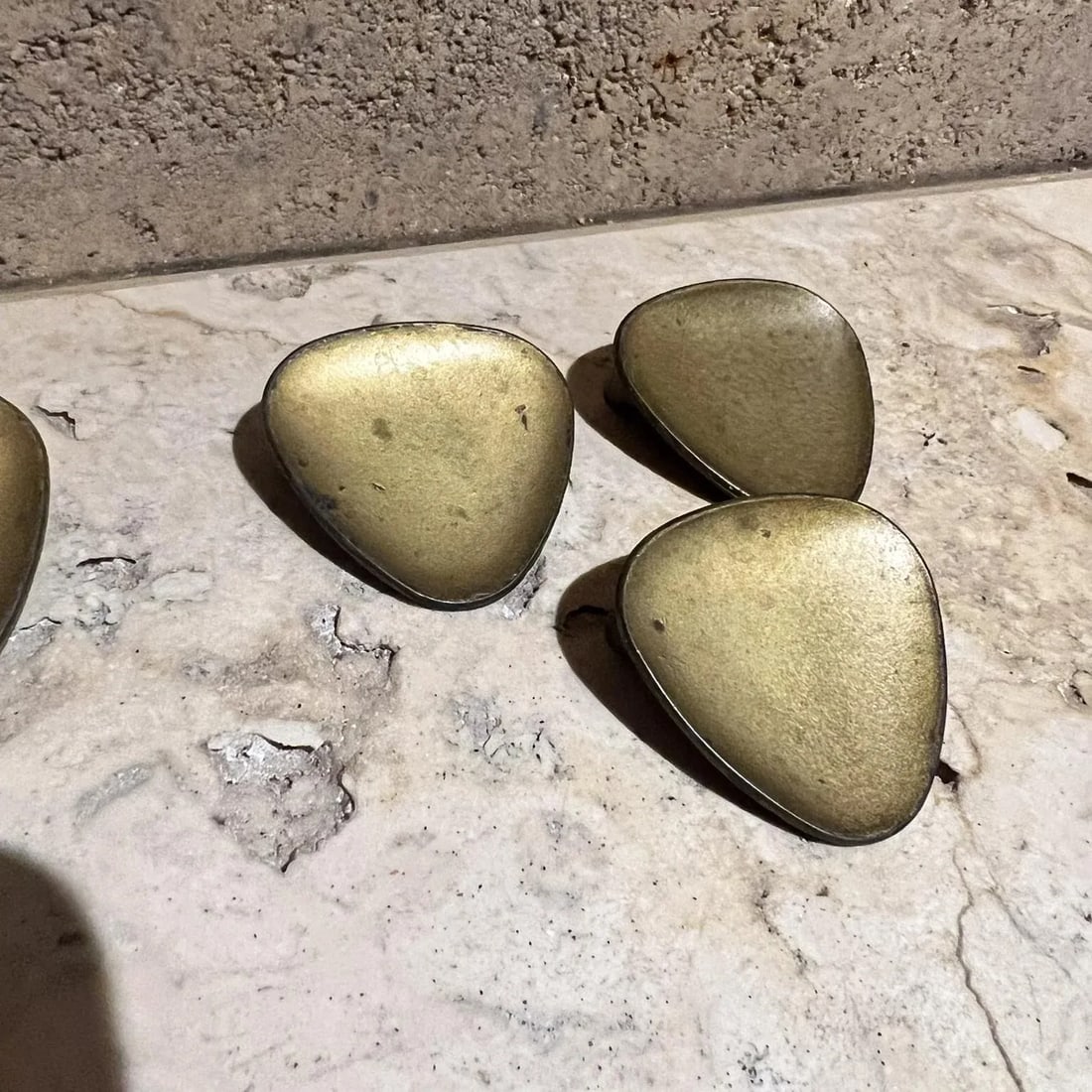 1950s Set of Six Modernist Brass Pull Handle Knobs Carl Aubock Style - 4