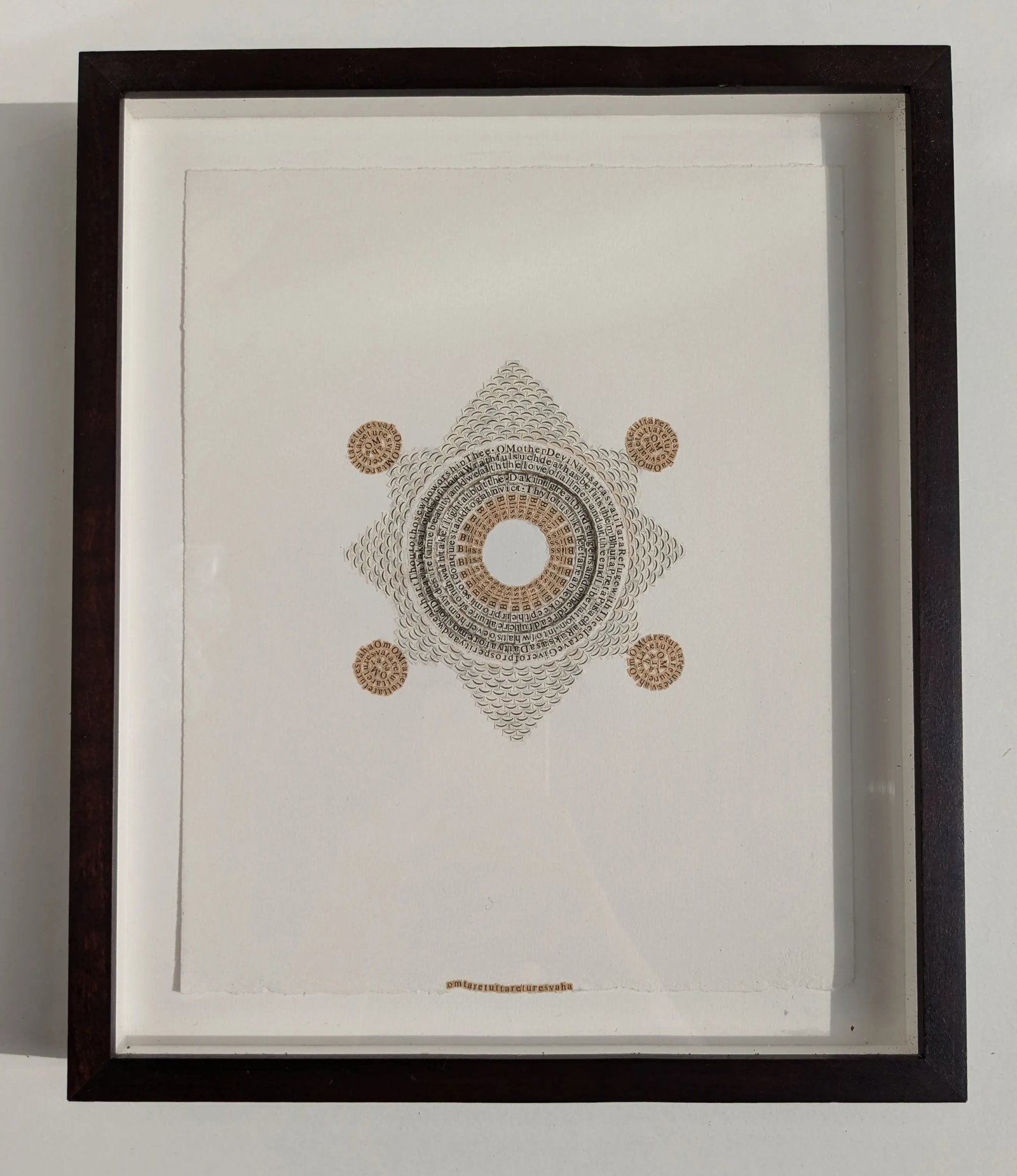 Hymn to Tara by Meg Hitchcock – Framed Collage of Sacred Texts - 4