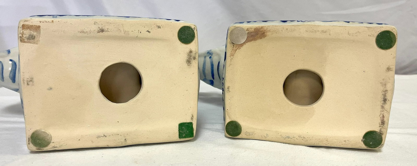 Vintage Blue and White Chinoiserie Ceramic Elephant Plant Stands- a Pair - 11