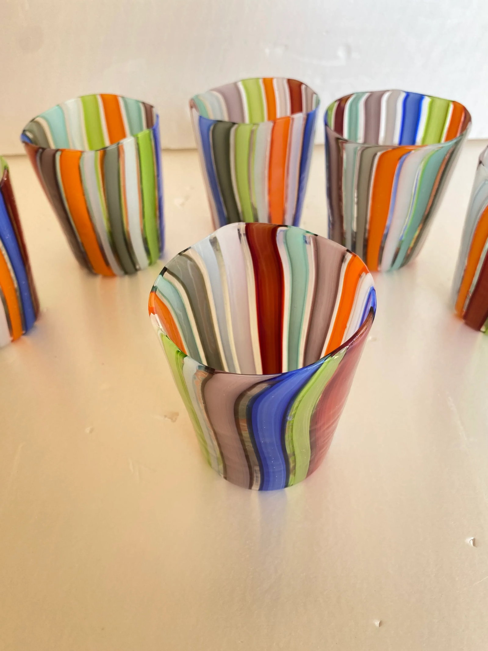Set of 6 Contemporary Multicolored Murano Style Glasses - 2