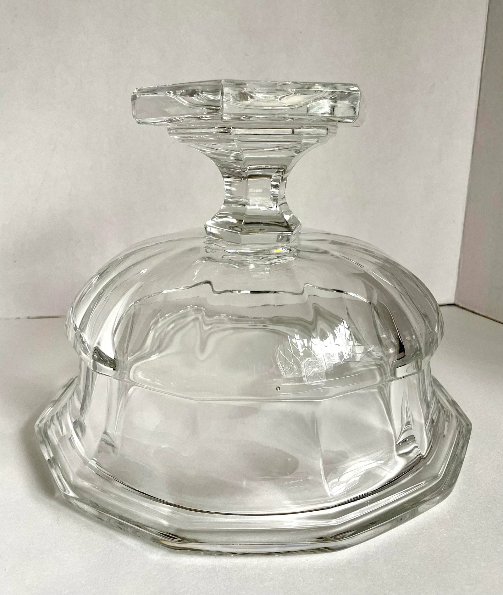 1950's Art Deco Crystal Pedestal Centerpiece Bowl - 12