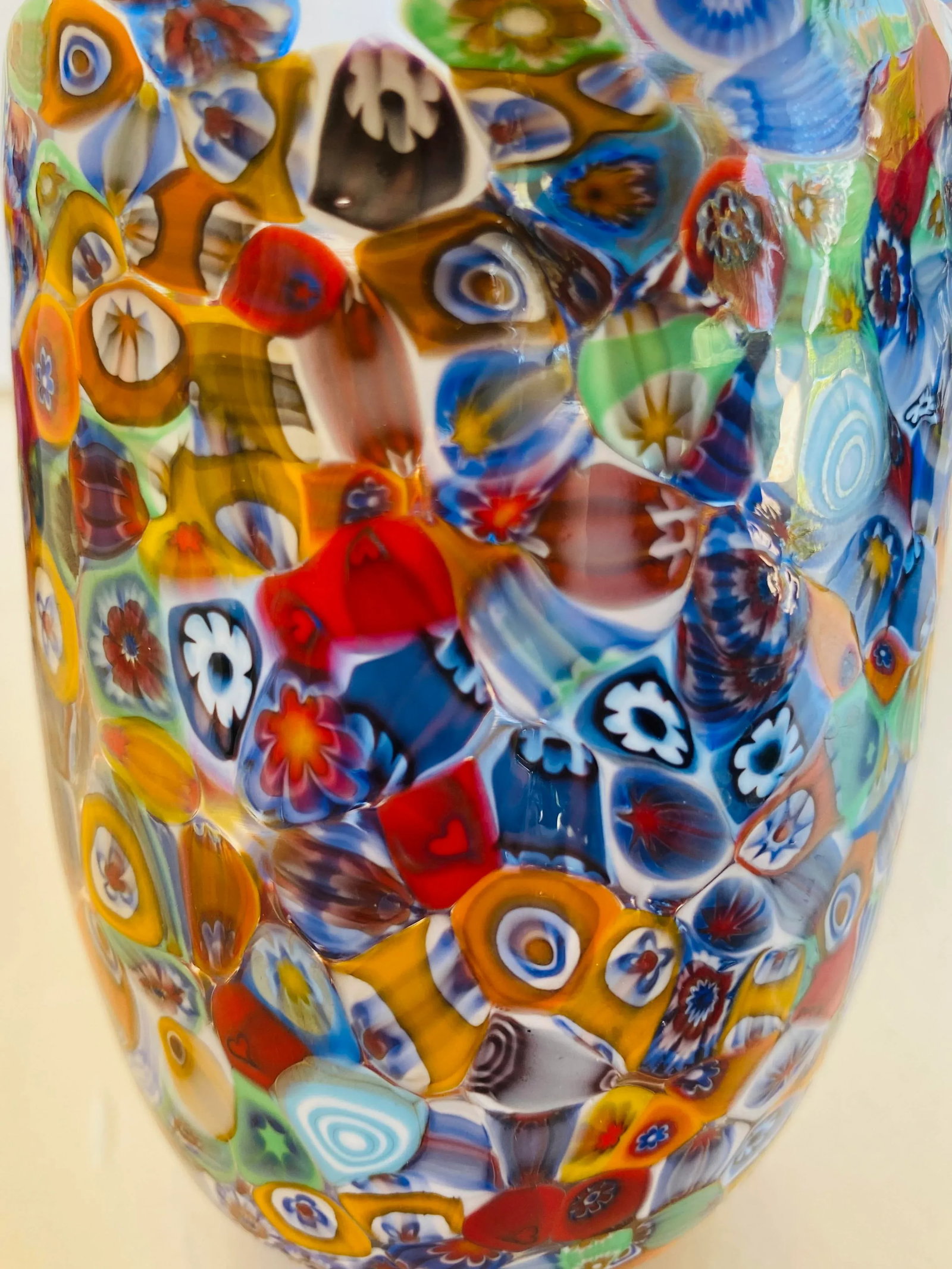 Set of 6 Multicolor Floral Murrine Glasses in the Style of Murano Glass - 6