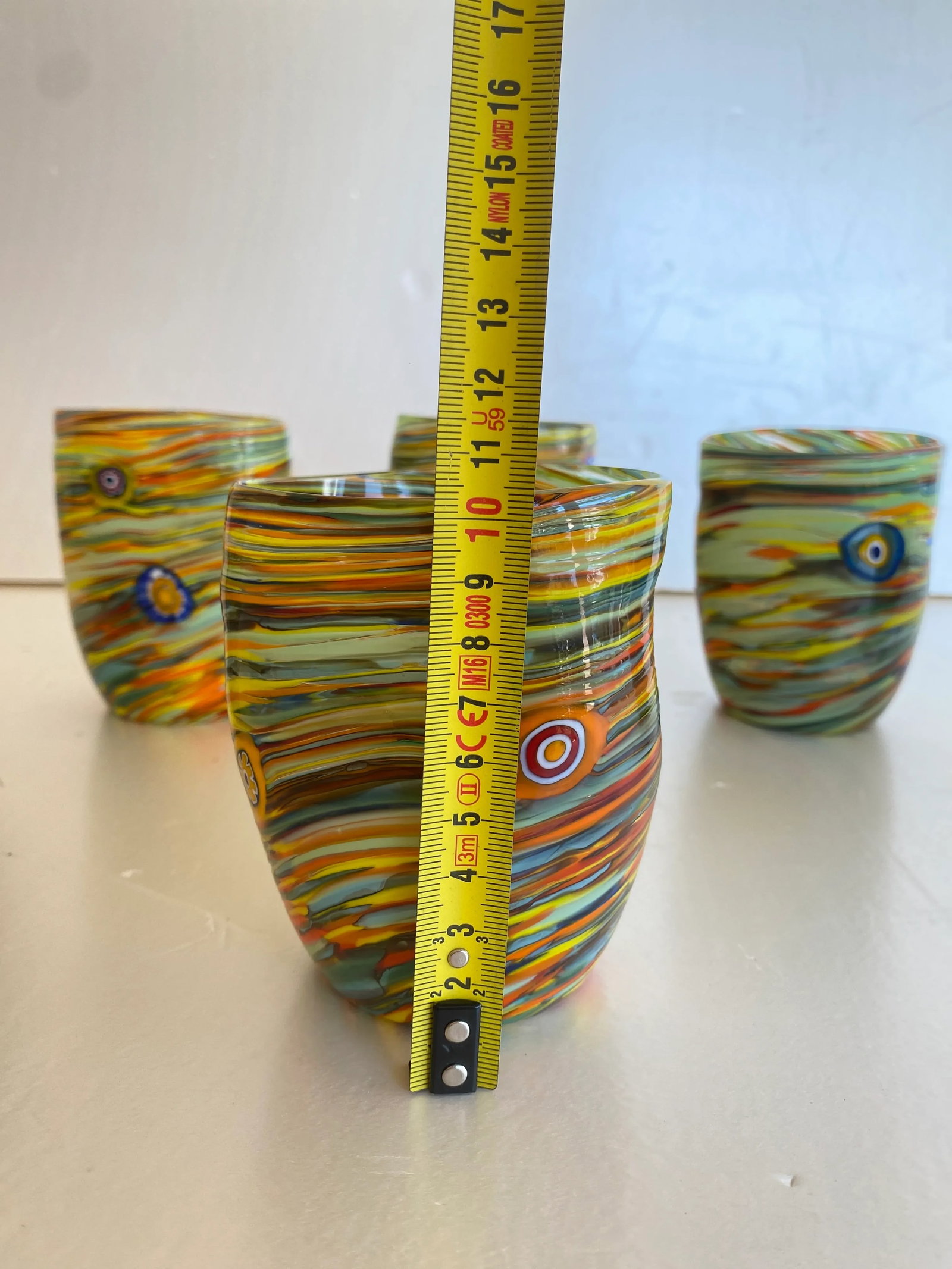 Multicolor Rods and Murrine Glasses Attributed to Murano- Set of 6 - 2