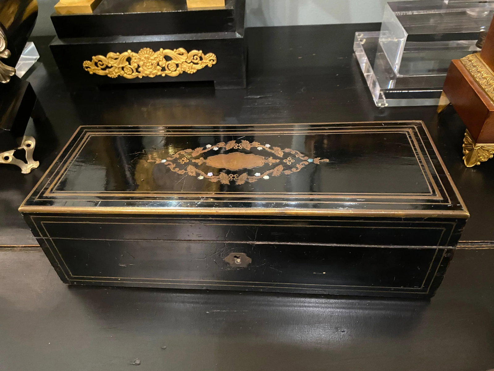Napoleon III Ebonized Box With Mother of Pearl Inlay - 2