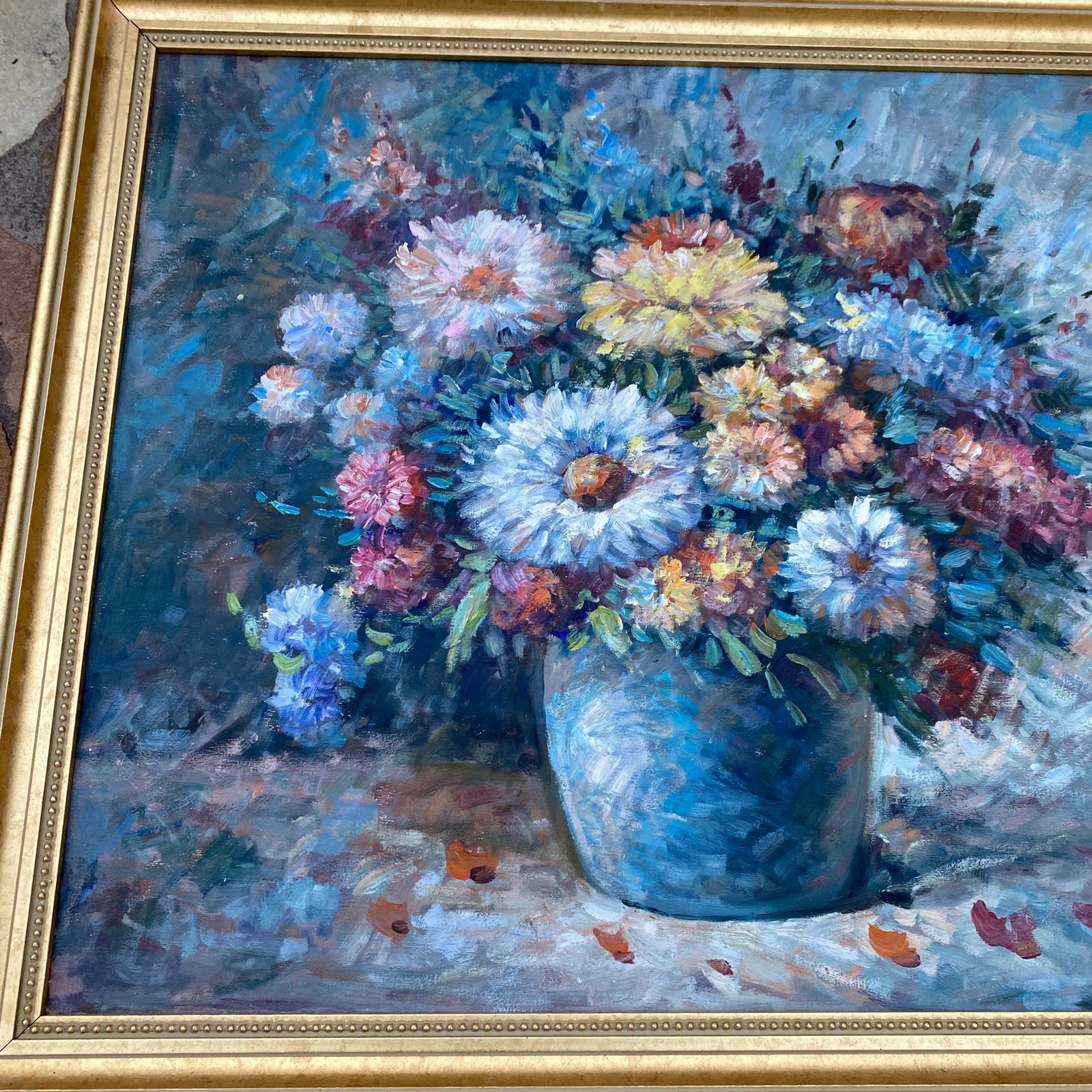 Vintage Floral Still Life Oil on Canvas Signed Denver ~ Framed - 3