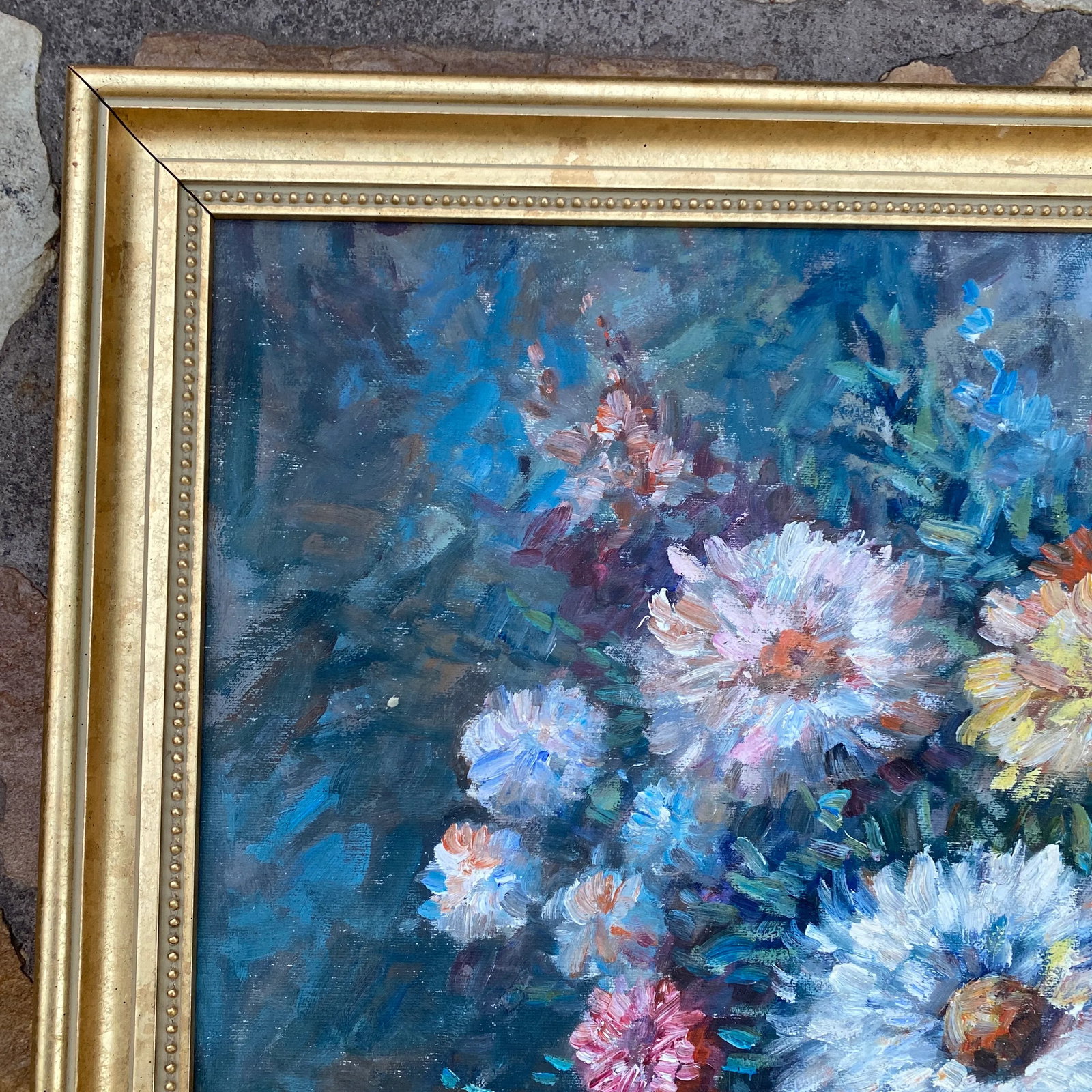 Vintage Floral Still Life Oil on Canvas Signed Denver ~ Framed - 4