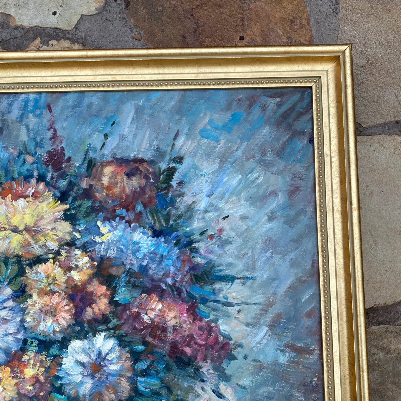 Vintage Floral Still Life Oil on Canvas Signed Denver ~ Framed - 5
