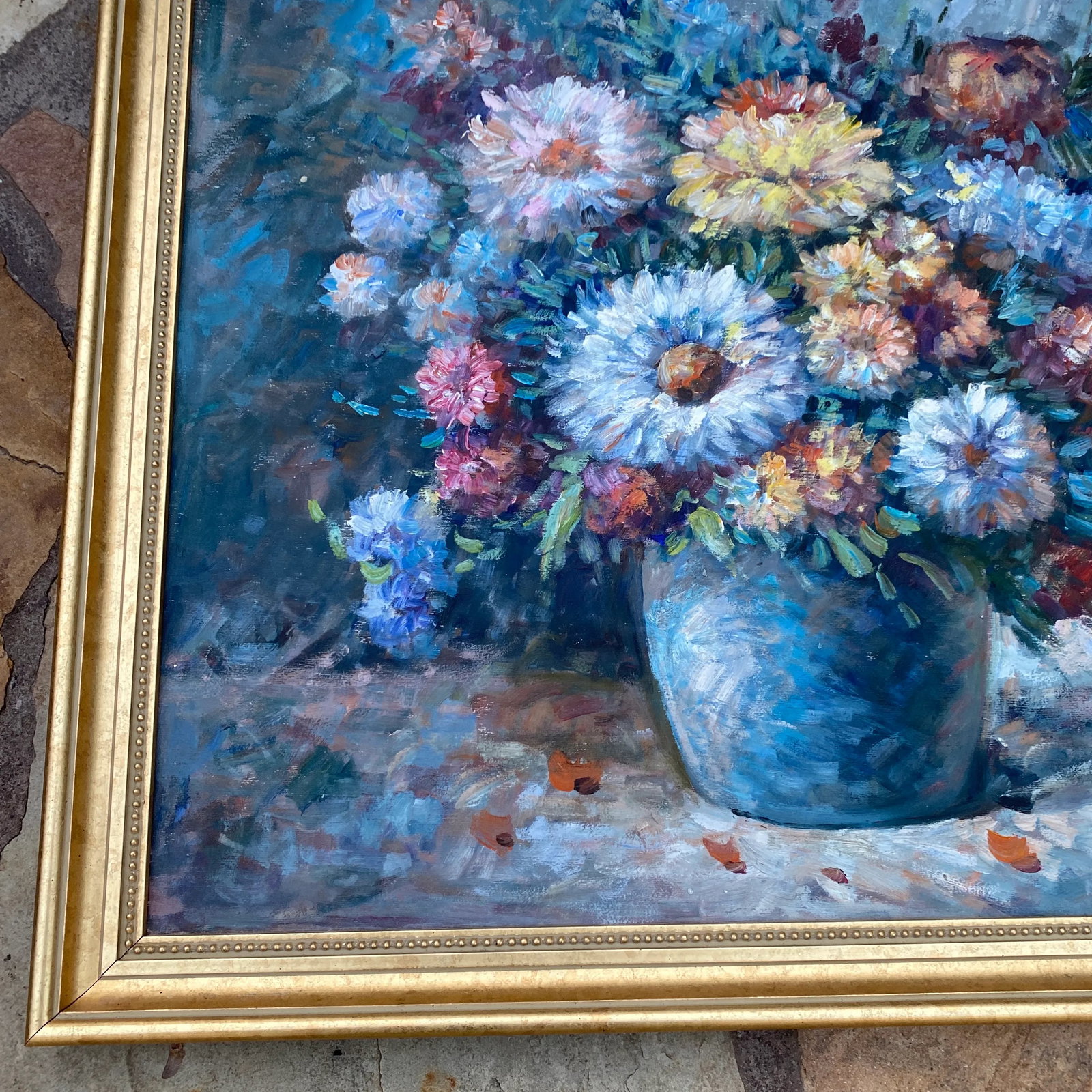 Vintage Floral Still Life Oil on Canvas Signed Denver ~ Framed - 7