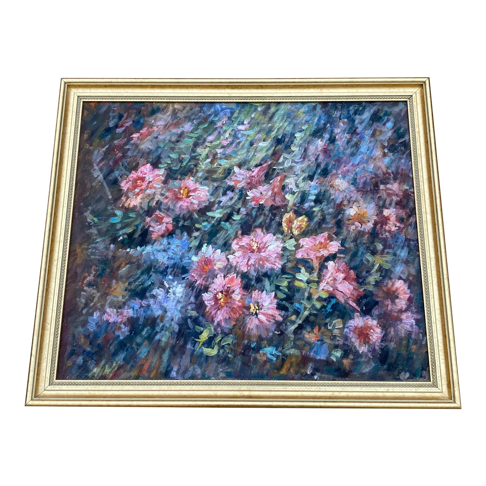 Vintage Floral Still Life Oil on Canvas Signed Denver ~ Framed: Beautiful floral, Steal, life, original painting, great color, great size In a gold frame Condition: Alterations: Original Condition Unaltered Imperfections: Some Imperfections Condition Notes: In