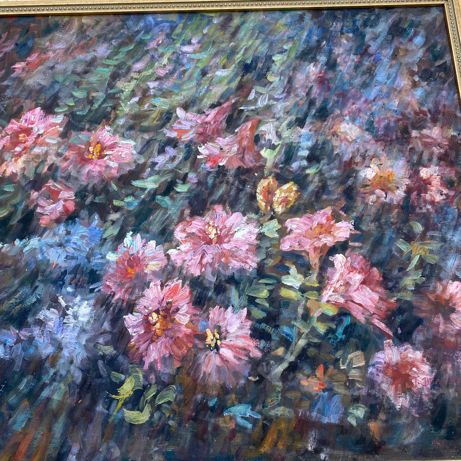 Vintage Floral Still Life Oil on Canvas Signed Denver ~ Framed - 2