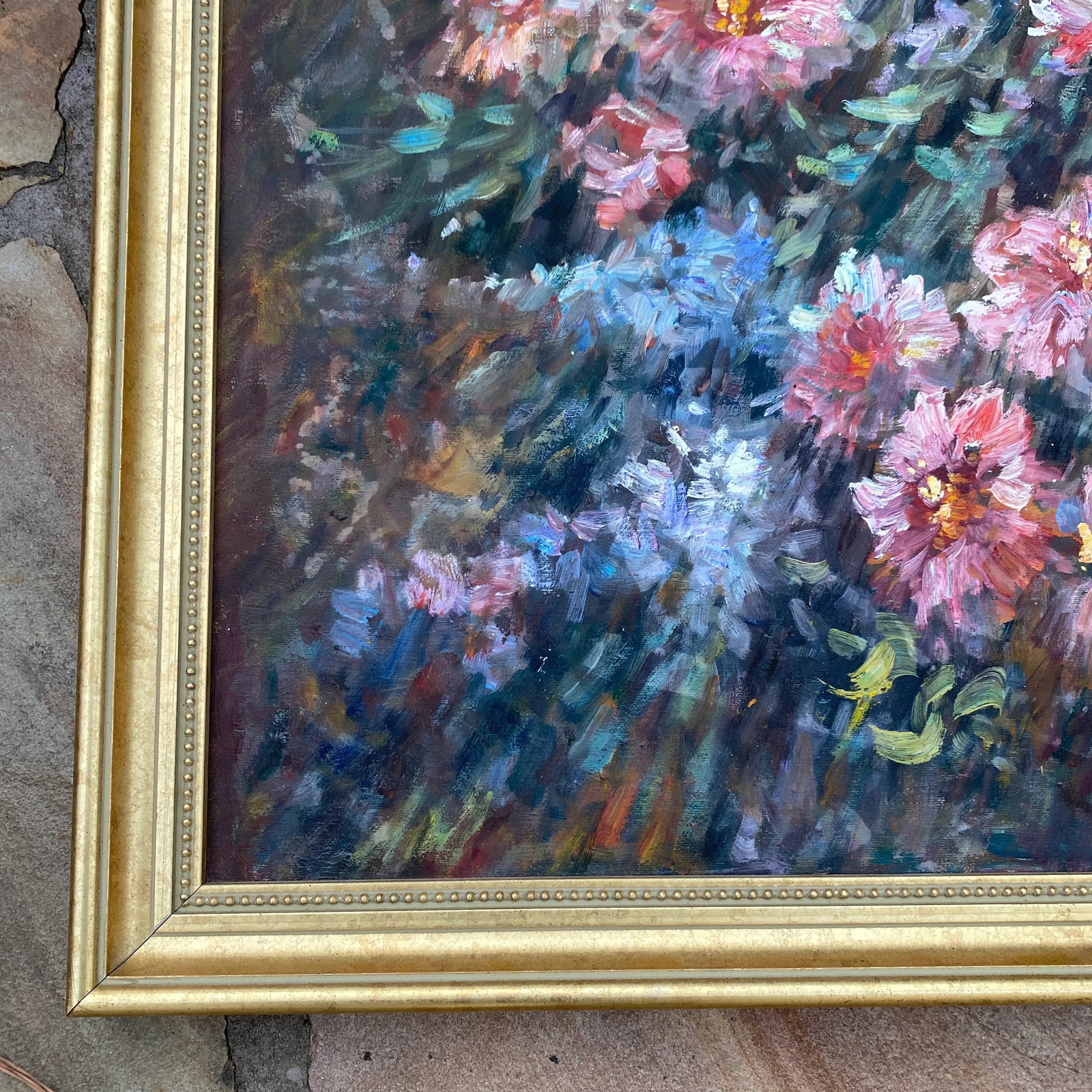 Vintage Floral Still Life Oil on Canvas Signed Denver ~ Framed - 4
