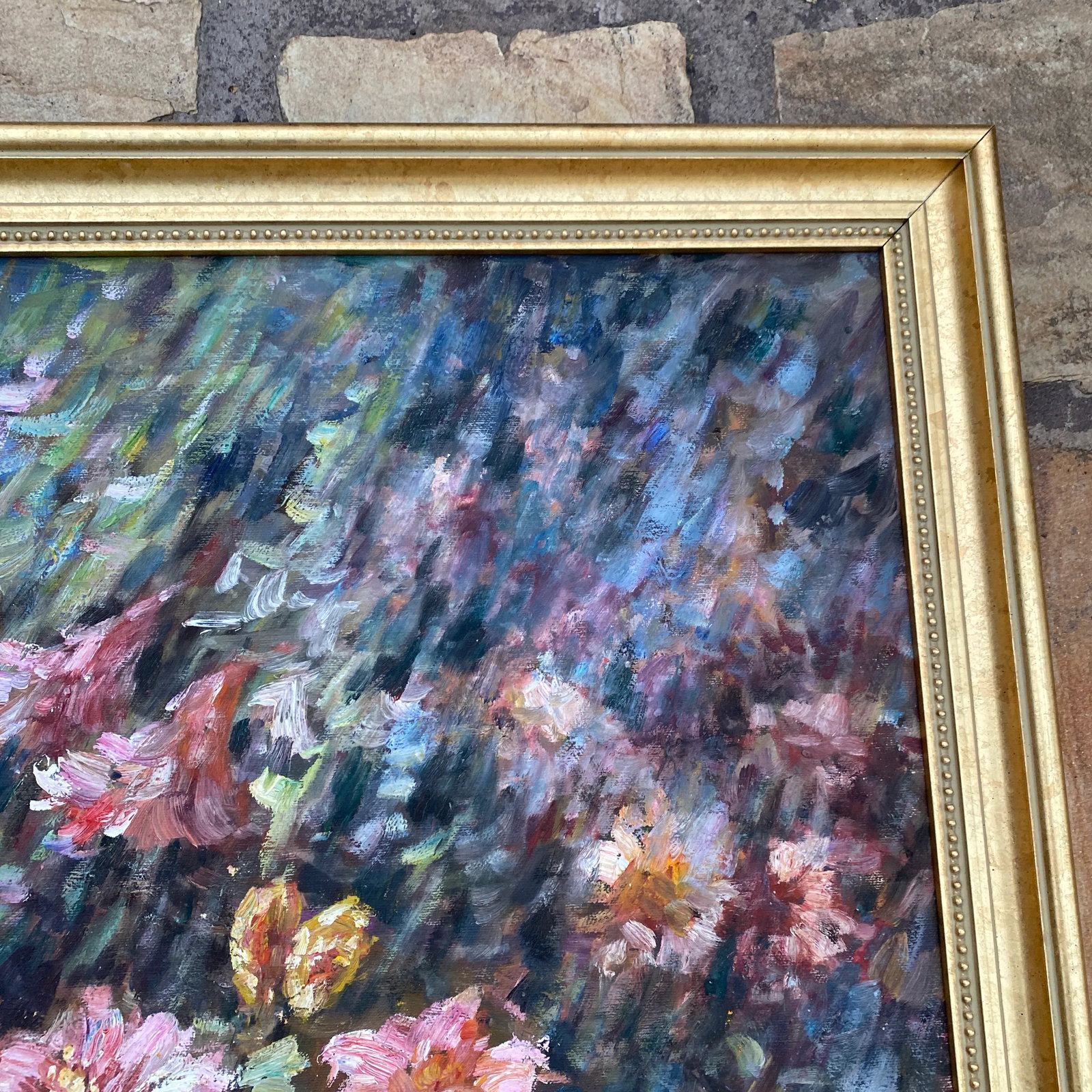 Vintage Floral Still Life Oil on Canvas Signed Denver ~ Framed - 6