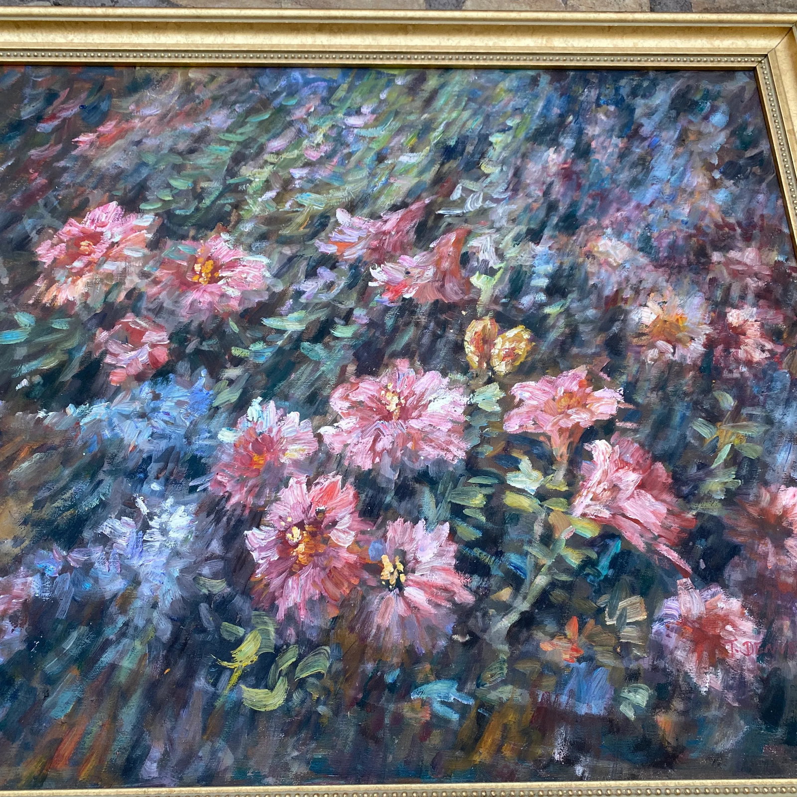 Vintage Floral Still Life Oil on Canvas Signed Denver ~ Framed - 9