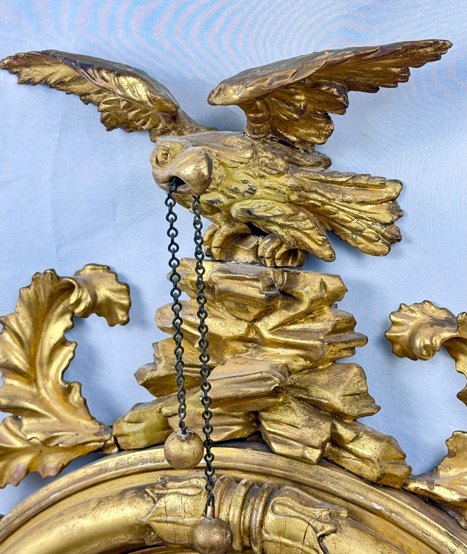 Georgian Giltwood Convex Mirror With an Eagle - 7