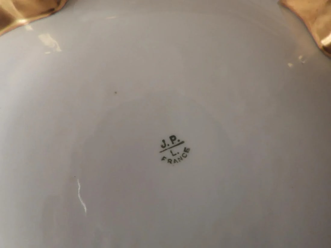 1900s Antique J. P. Limoges Nippon Art Deco Fruit Punch Bowl With Gold Gilt Pedestal Champagne Bucke - 5