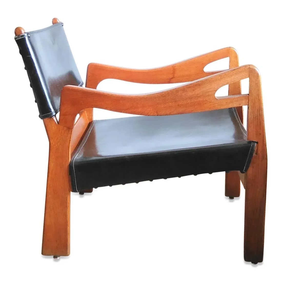 1960s French Solid Oak Armchair by Guillerme & Chambron - 2