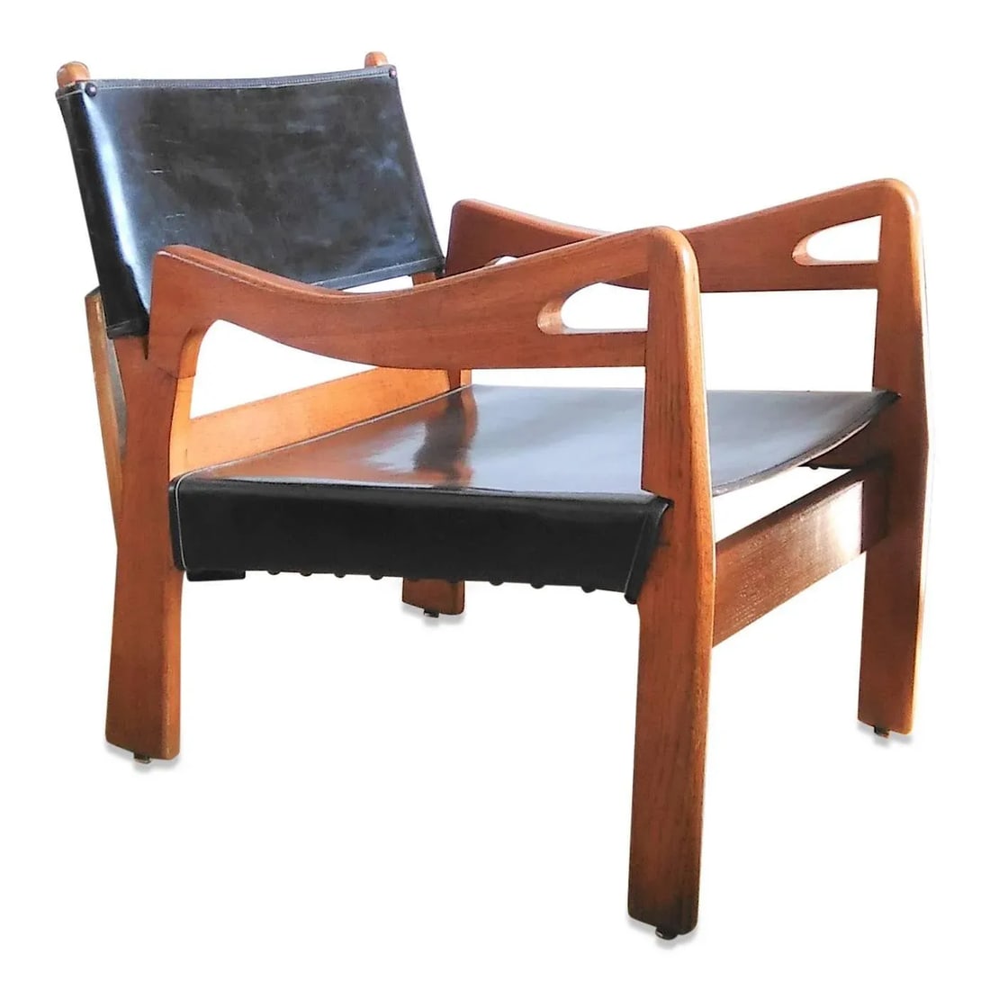 1960s French Solid Oak Armchair by Guillerme & Chambron - 6