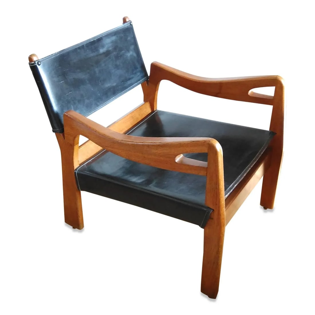 1960s French Solid Oak Armchair by Guillerme & Chambron - 7