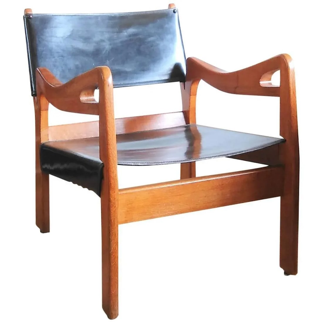 1960s French Solid Oak Armchair by Guillerme & Chambron - 9