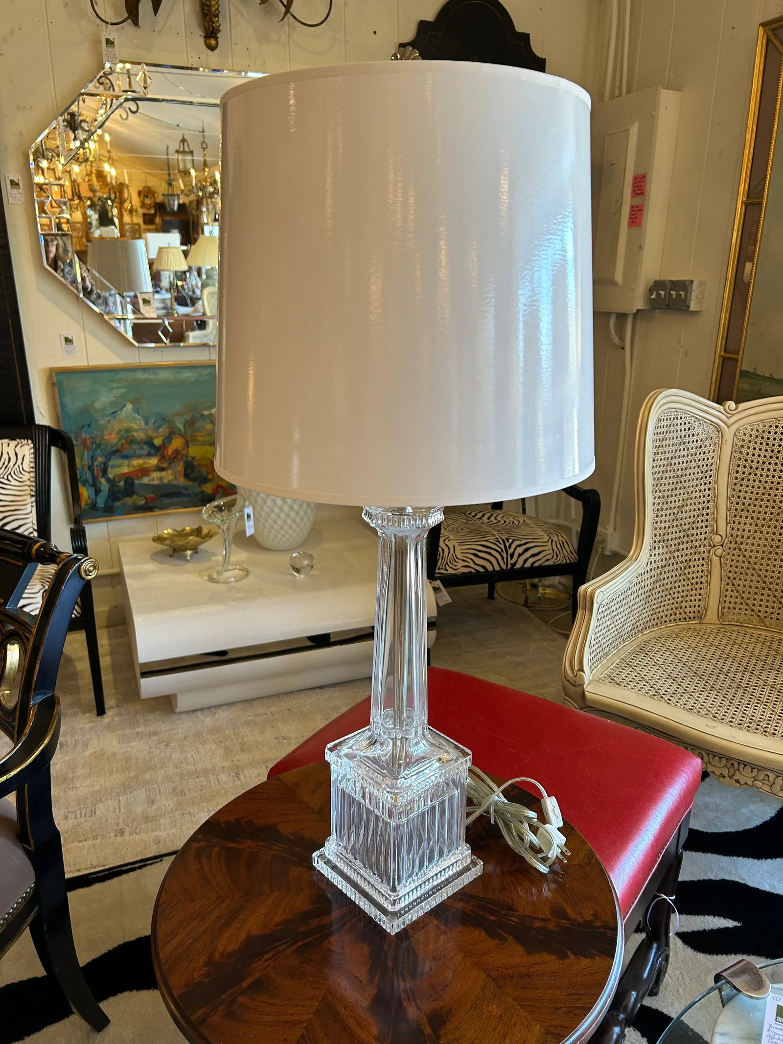 Fluted Crystal Vintage Adjustable Table Lamps -A Pair - 10