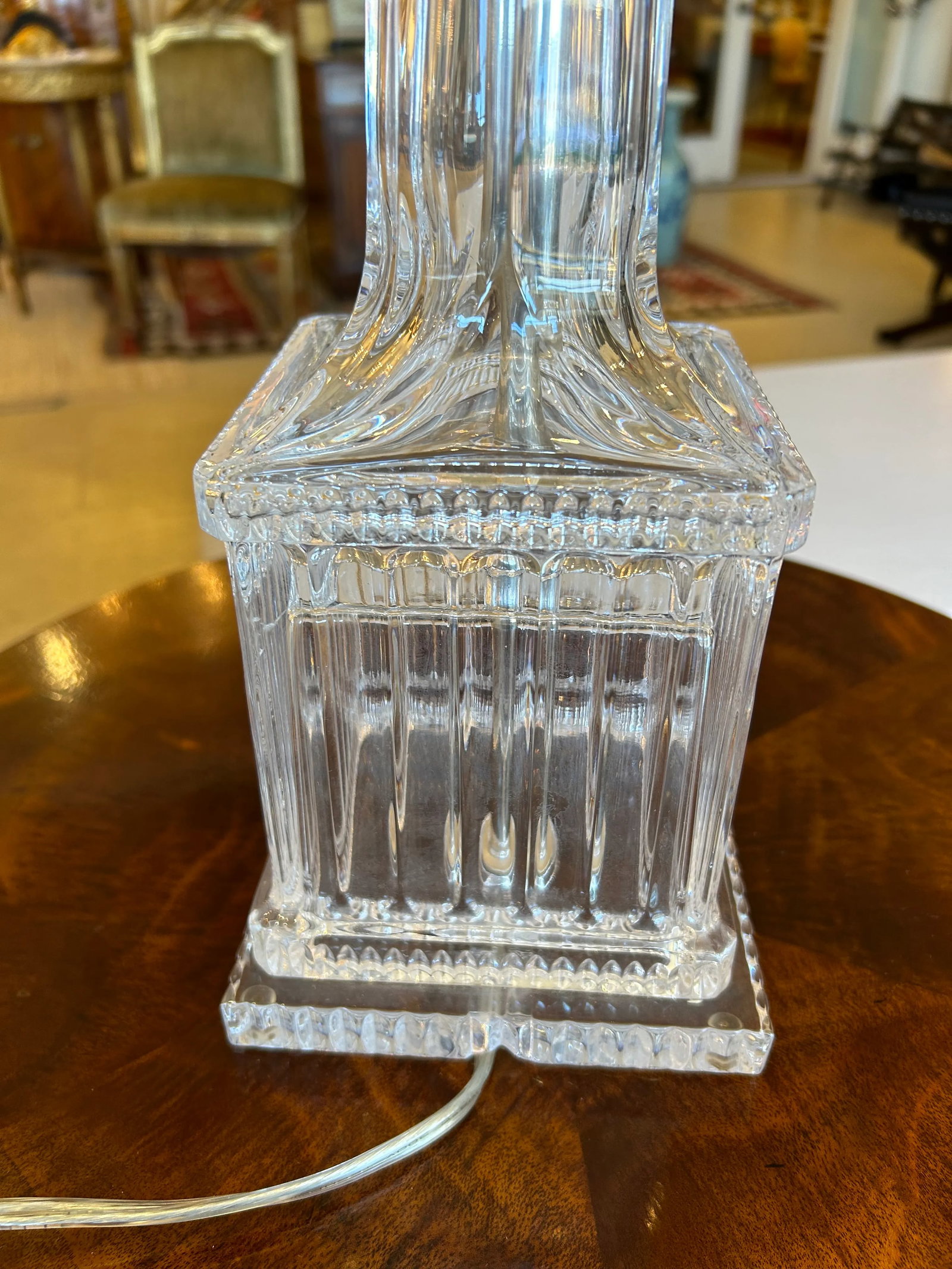 Fluted Crystal Vintage Adjustable Table Lamps -A Pair - 11