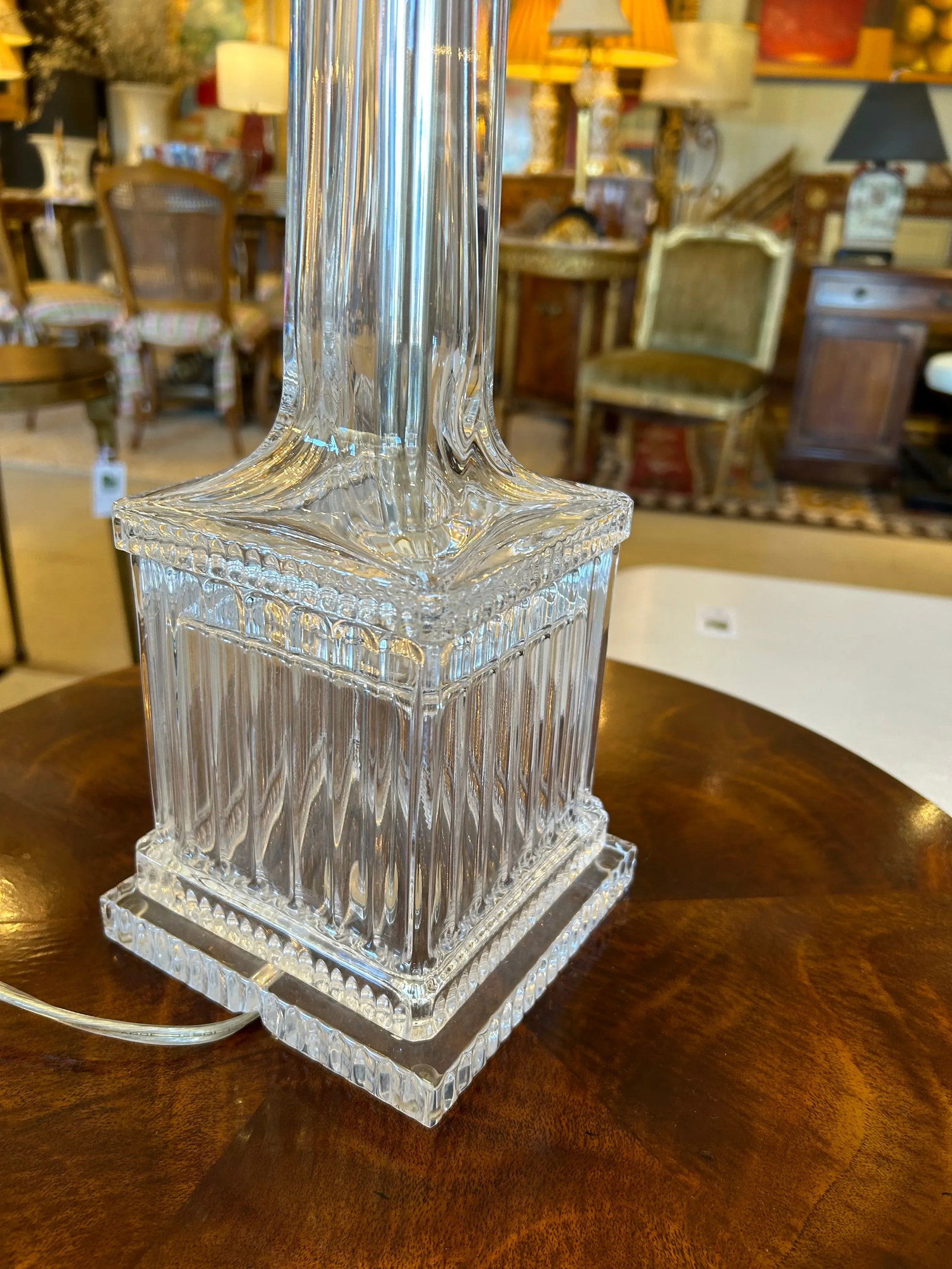 Fluted Crystal Vintage Adjustable Table Lamps -A Pair - 3