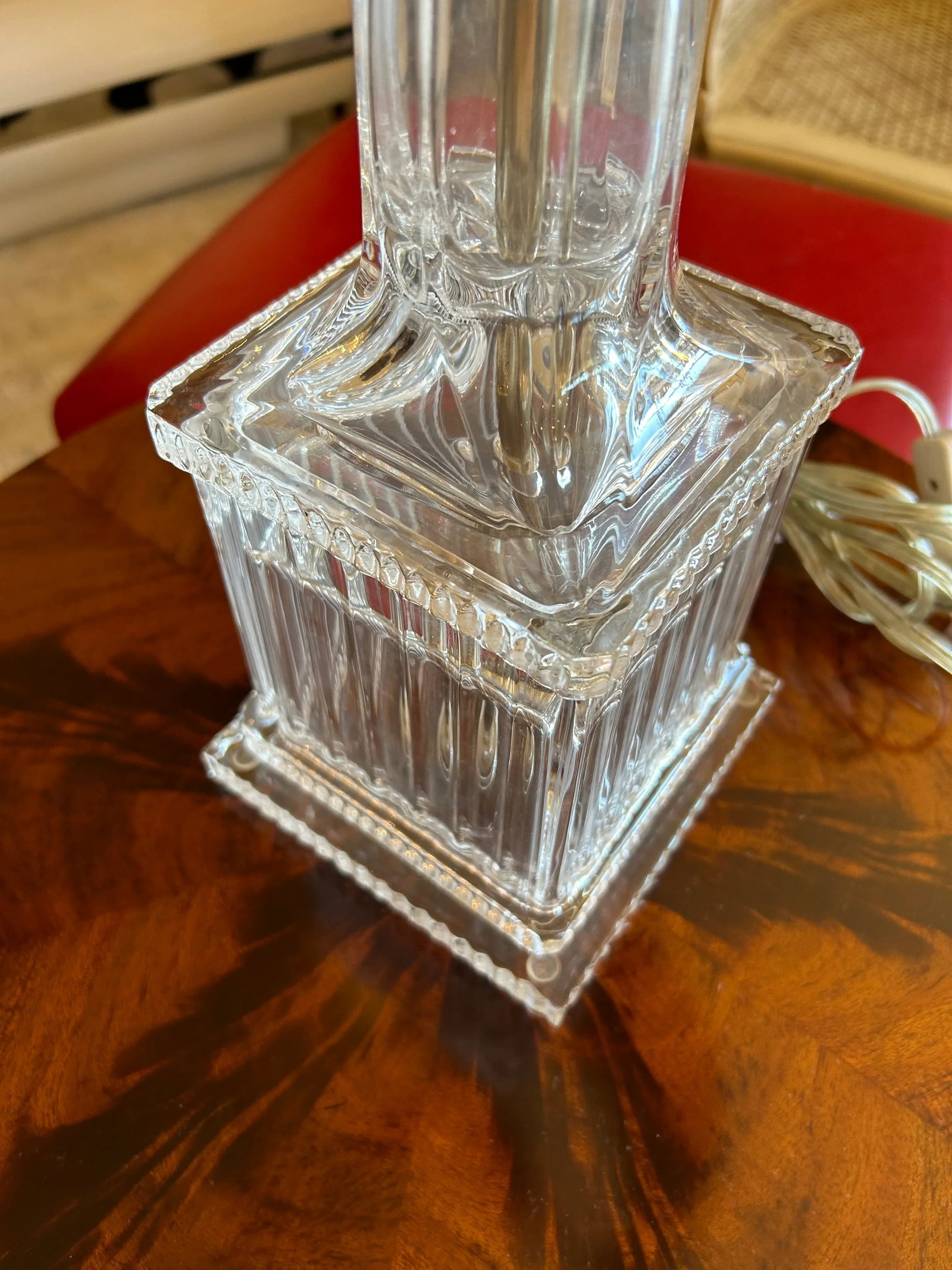 Fluted Crystal Vintage Adjustable Table Lamps -A Pair - 6