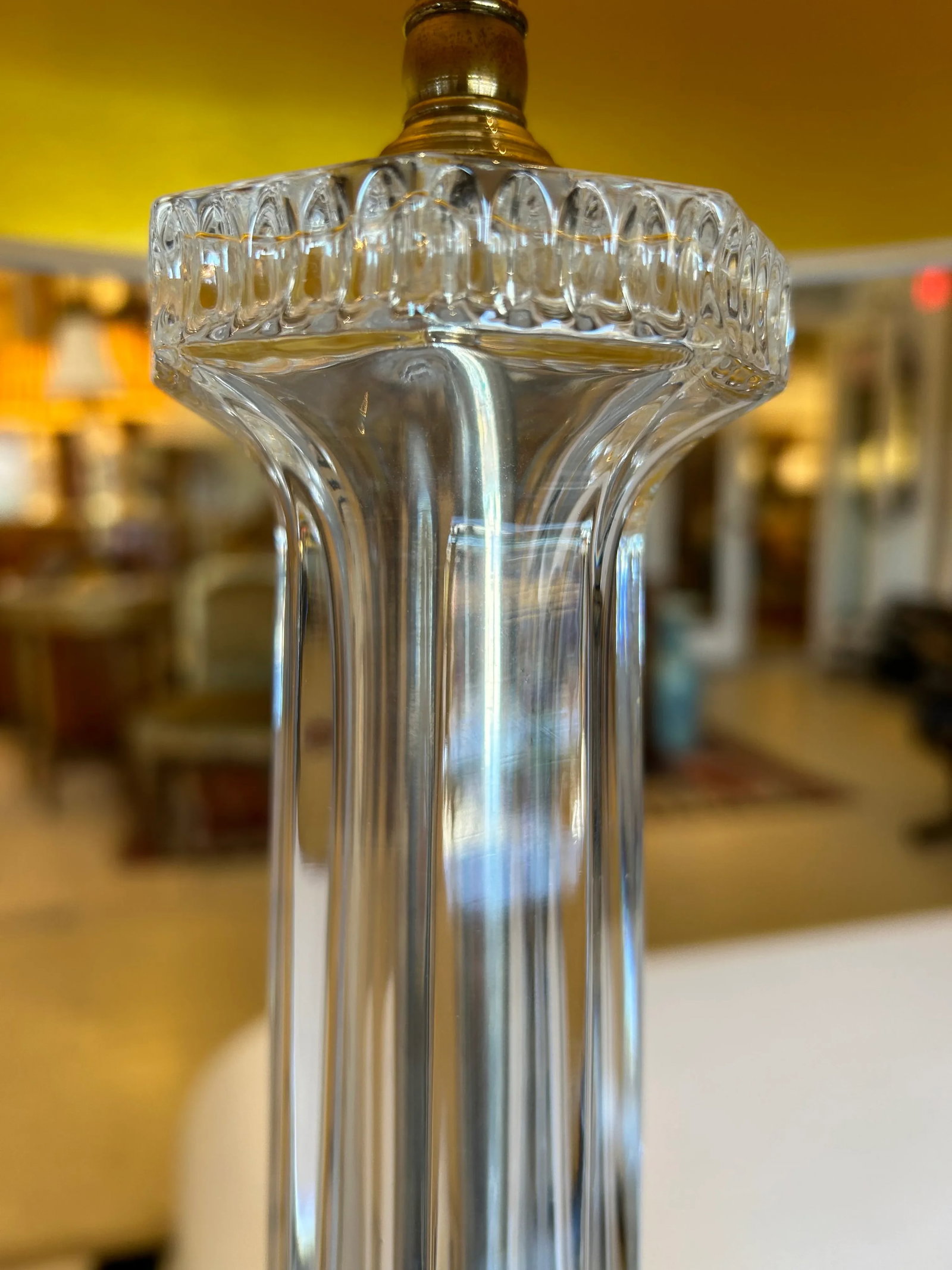 Fluted Crystal Vintage Adjustable Table Lamps -A Pair - 7