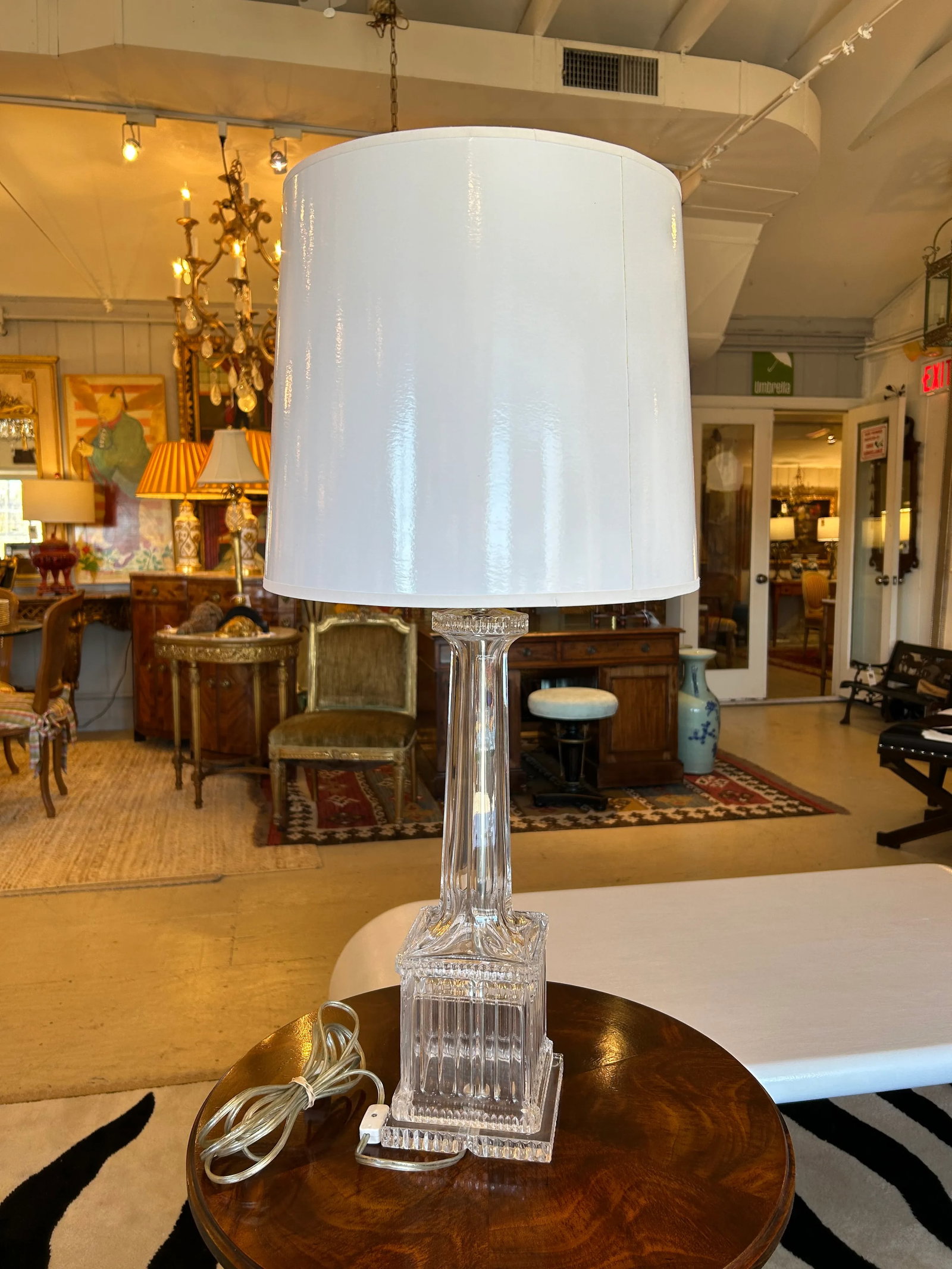 Fluted Crystal Vintage Adjustable Table Lamps -A Pair - 8