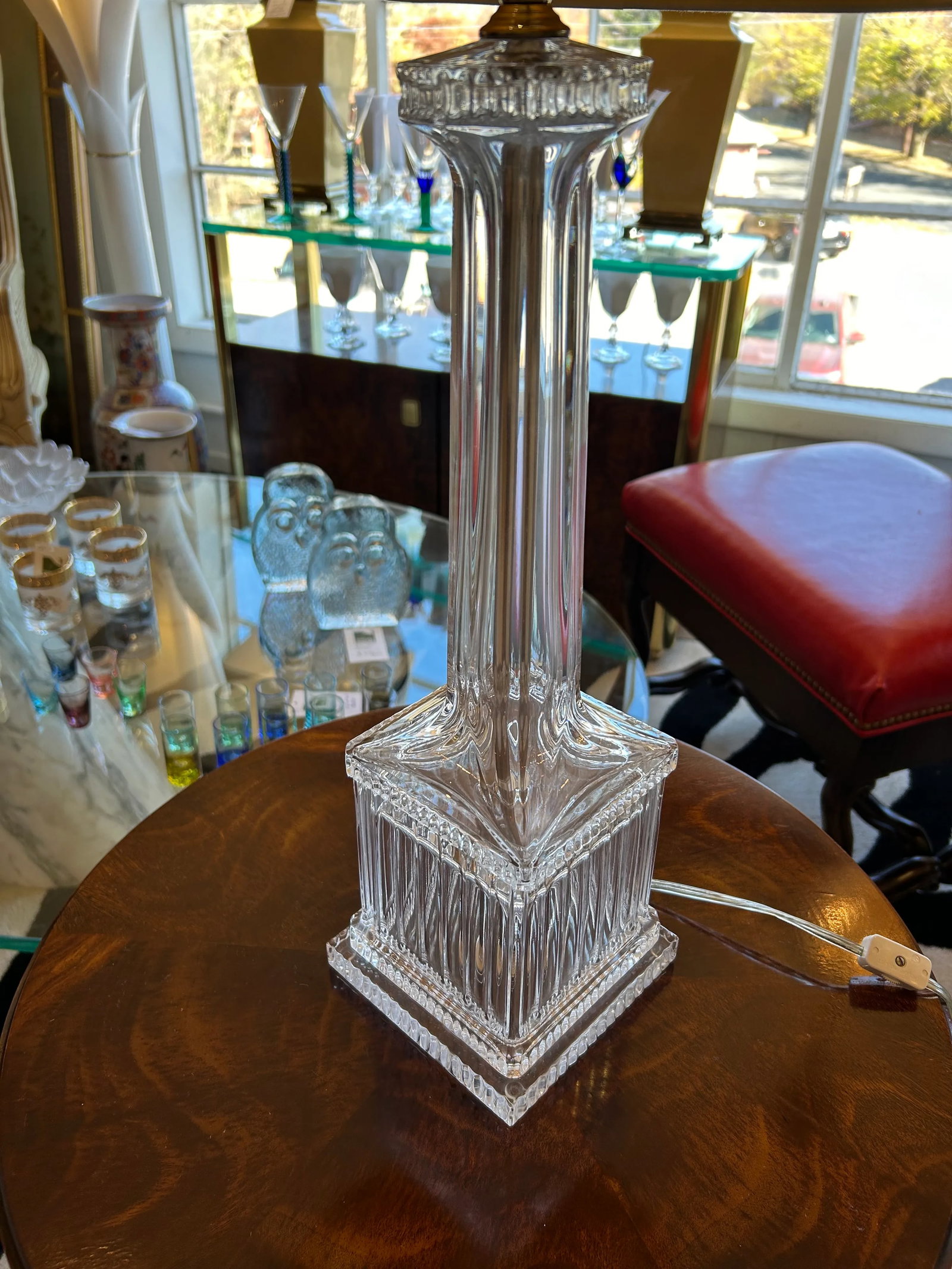 Fluted Crystal Vintage Adjustable Table Lamps -A Pair - 9