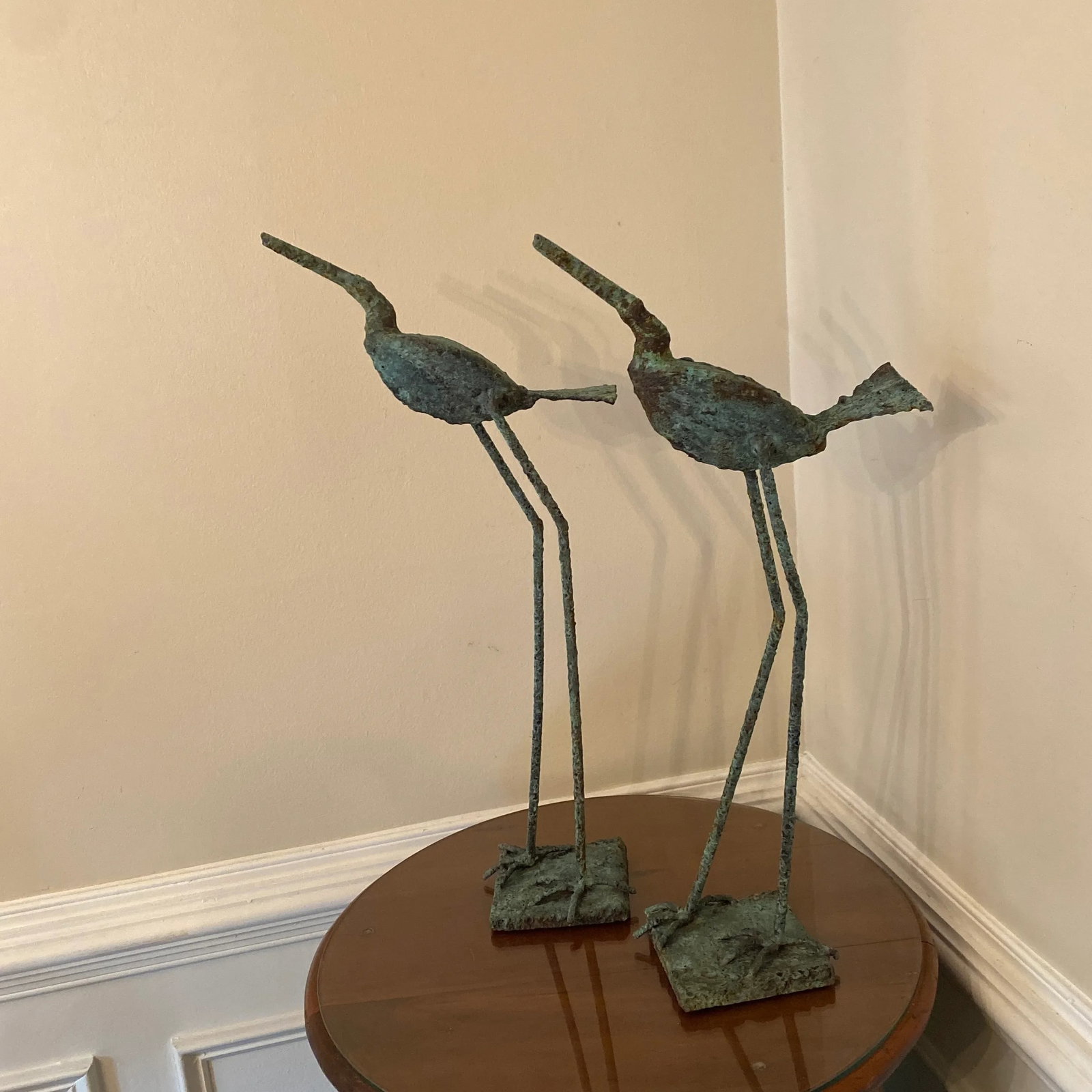 Early 21st Century Bronze Artist Made Brutalist Style Bird Sculpture- a Pair - 2