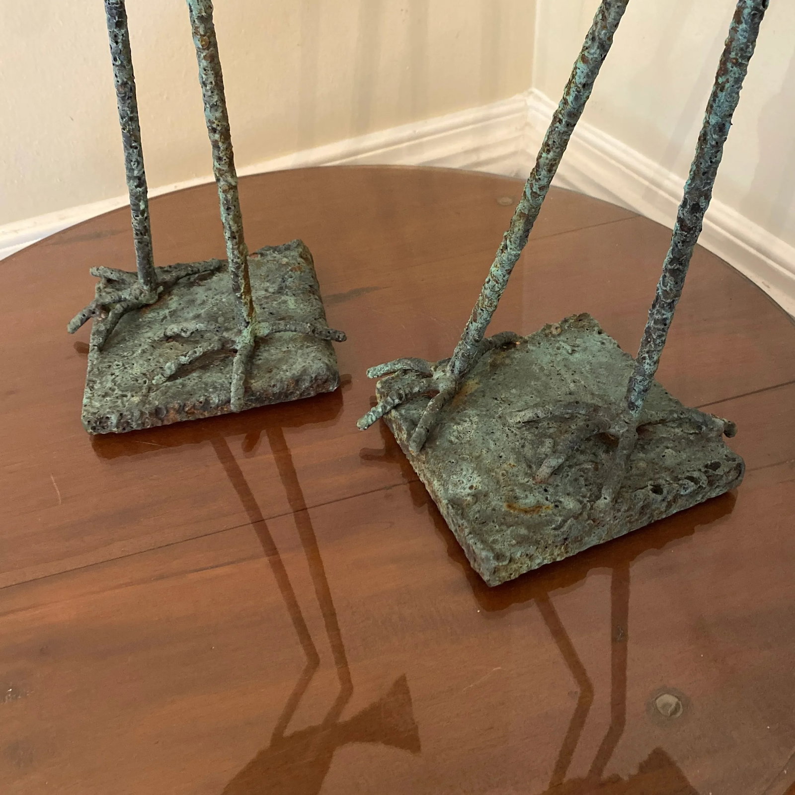 Early 21st Century Bronze Artist Made Brutalist Style Bird Sculpture- a Pair - 3