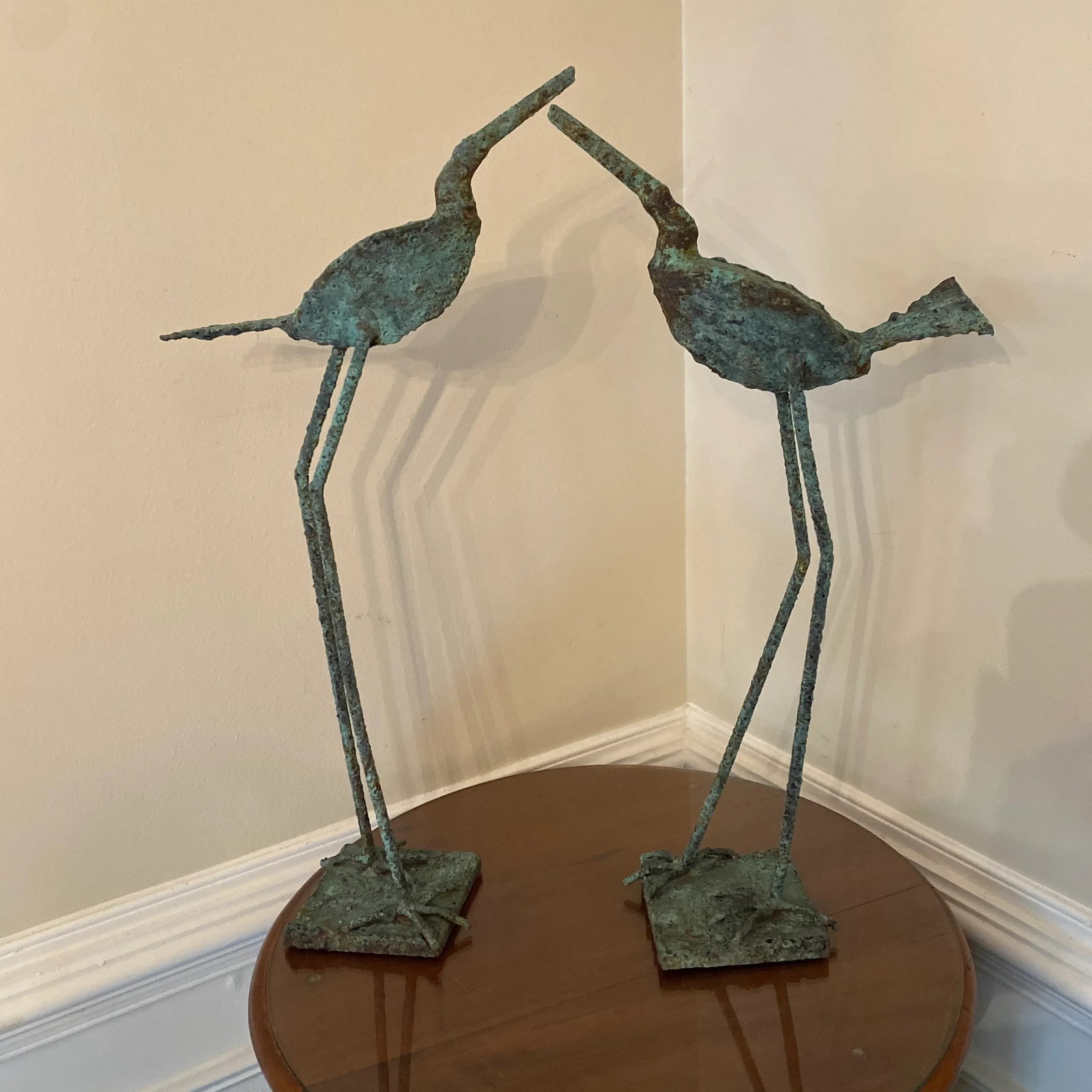 Early 21st Century Bronze Artist Made Brutalist Style Bird Sculpture- a Pair - 9