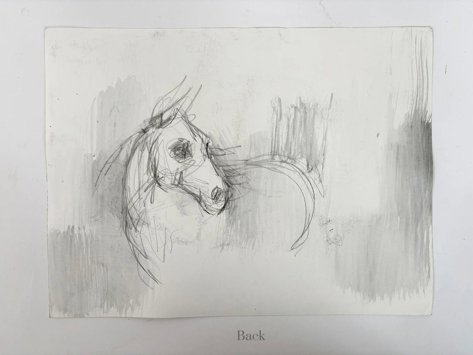 1990s "Horse Portrait Study in Black and White" British Sporting Art Equestrian Abstract Mixed Media - 3