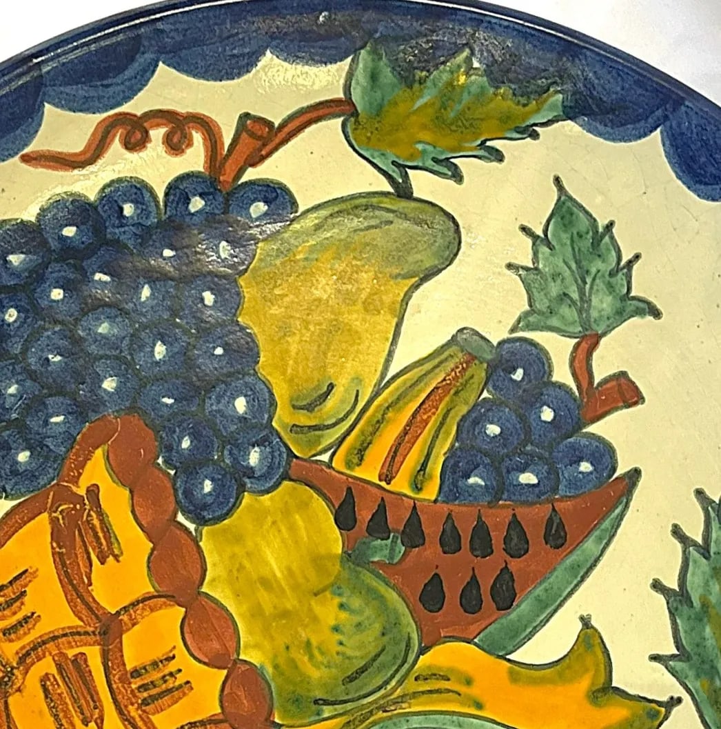 Vintage Large Hand Painted Mexican Talavera Pottery Platter - 2